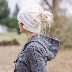 C.C. Ponytail toque messy bun beanie